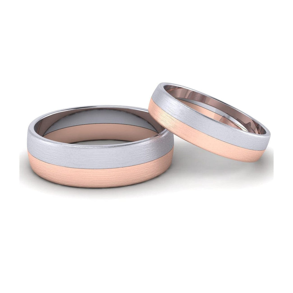 Simple Matte Finish Platinum Rose Gold Couple Rings JL PT 634