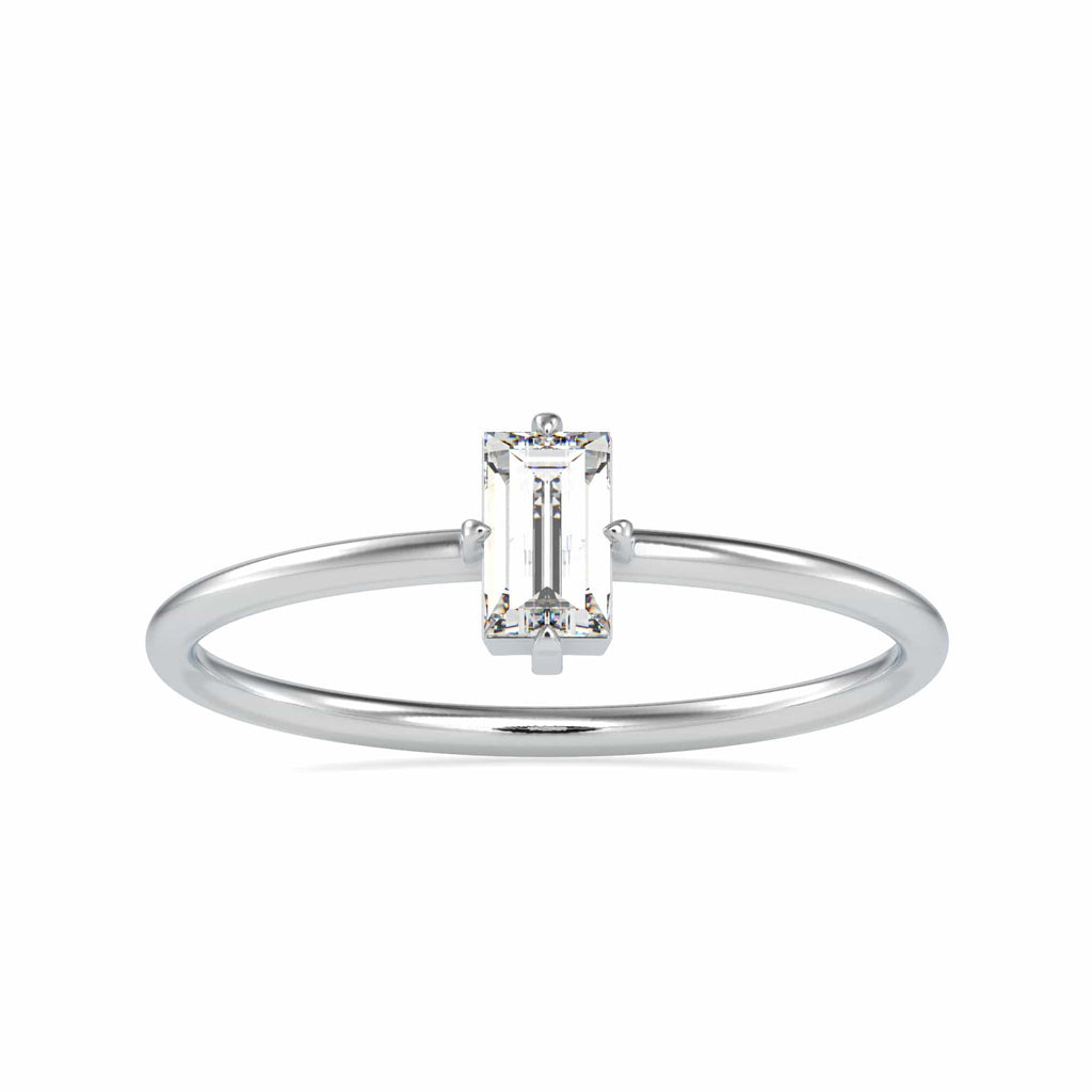 Jewelove™ Rings Women's Band only / VS GH 0.20cts. Baguette Diamond Solitaire Platinum Engagement Ring JL PT 0657