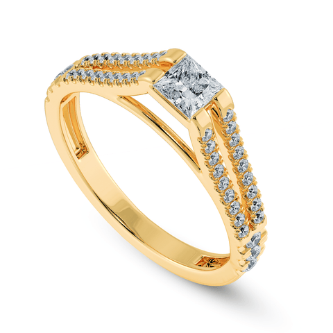 0.20cts. Princess Cut Solitaire Diamond Split Shank 18K Yellow Gold Ring JL AU 1178Y-A