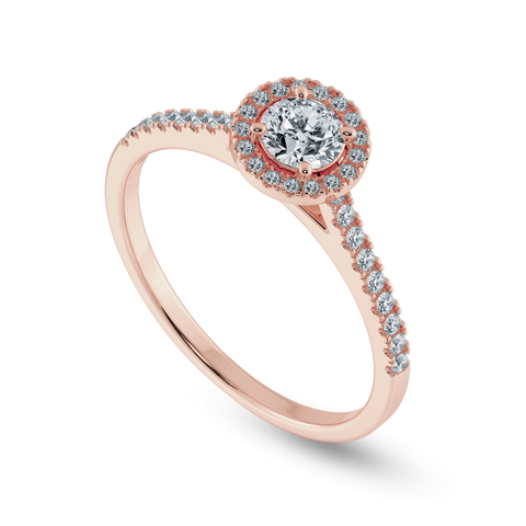 0.20cts. Solitaire Diamond Halo Shank 18K Rose Gold Ring JL AU 1193R-C