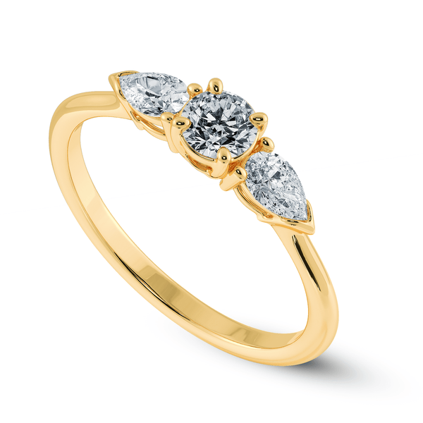 Jewelove™ Rings Women's Band only / VS J 0.20cts. Solitaire with Pear Cut Diamond Accents 18K Yellow Gold Ring JL AU 2020Y-C