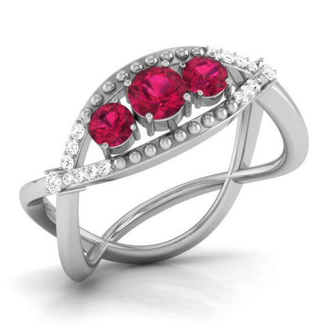 25-Pointer Solitaire Ruby Platinum Diamond Ring JL PT R8155