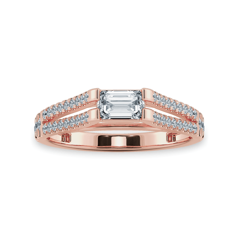 0.30cts. Emerald Cut Solitaire Diamond Split Shank 18K Rose Gold Ring JL AU 1180R