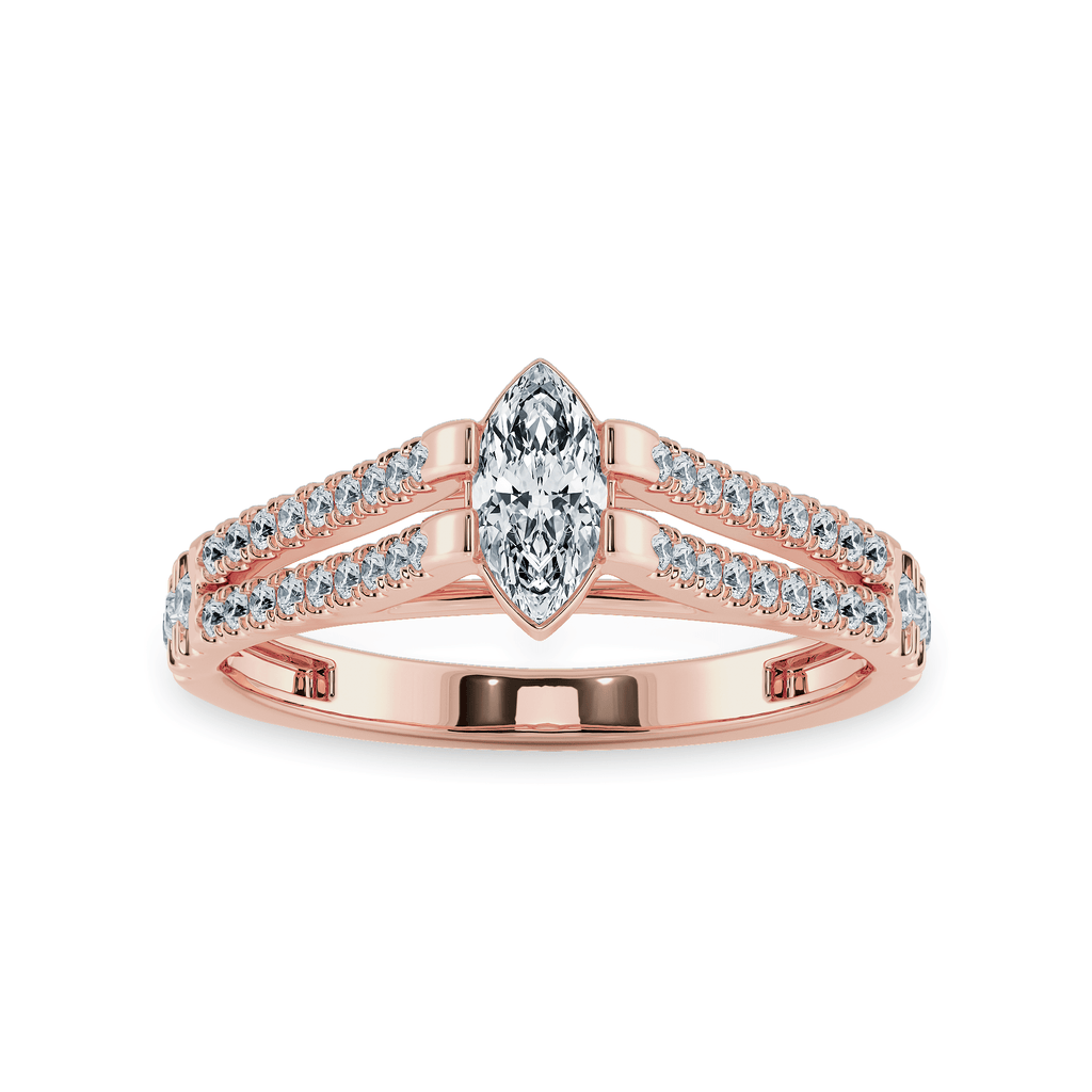 0.30cts. Marquise Cut Solitaire Diamond Split Shank 18K Rose Gold Ring ...