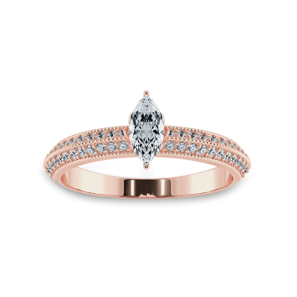 0.30cts. Marquise Cut Solitaire Diamond Split Shank 18K Rose Gold Ring ...