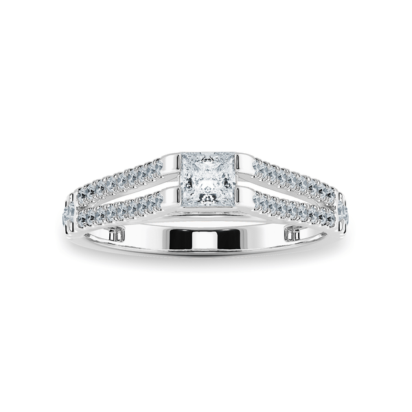 Jewelove™ Rings I VS / Women's Band only 0.30cts Princess Cut Solitaire Diamond Split Shank Platinum Ring JL PT 1178