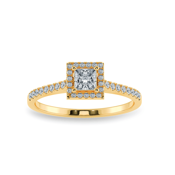 Jewelove™ Rings Women's Band only / VS I 0.50cts. Princess Cut Solitaire Diamond Square Halo Shank 18K Yellow Gold Ring JL AU 1194Y-A