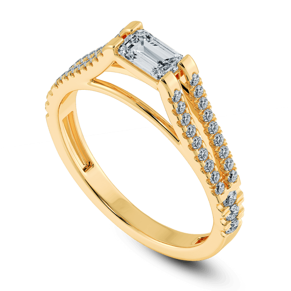 Jewelove™ Rings Women's Band only / VVS E 0.70cts. Emerald Cut Solitaire Diamond Split Shank 18K Yellow Gold Ring JL AU 1180Y-B