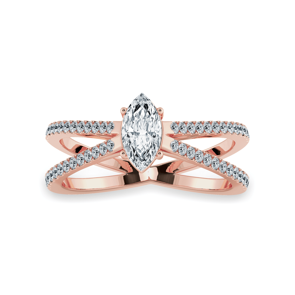 0.70cts. Marquise Cut Solitaire Diamond Split Shank 18K Rose Gold Ring ...
