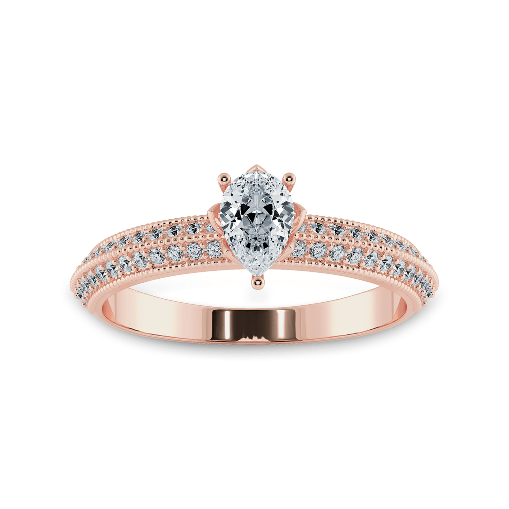 0.70cts. Pear Cut Solitaire Diamond Split Shank 18K Rose Gold Ring JL ...