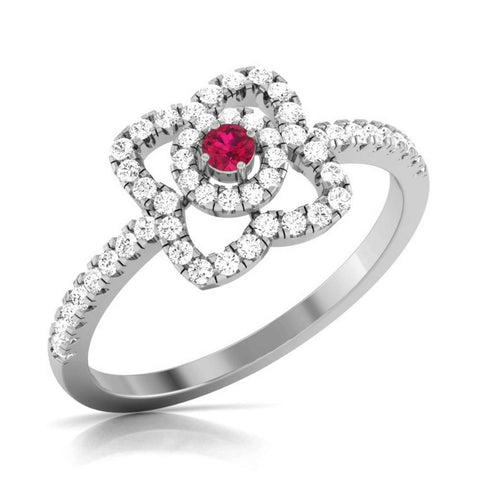 10-Pointer Ruby Platinum Diamond Ring for Women JL PT R8182
