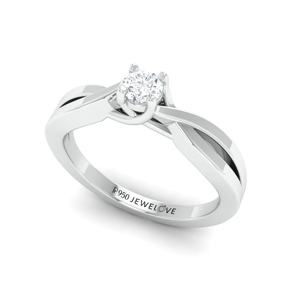 Jewelove™ Rings SI IJ / Women's Band only 4 Prong Platinum Solitaire Ring with a Twist JL PT 676