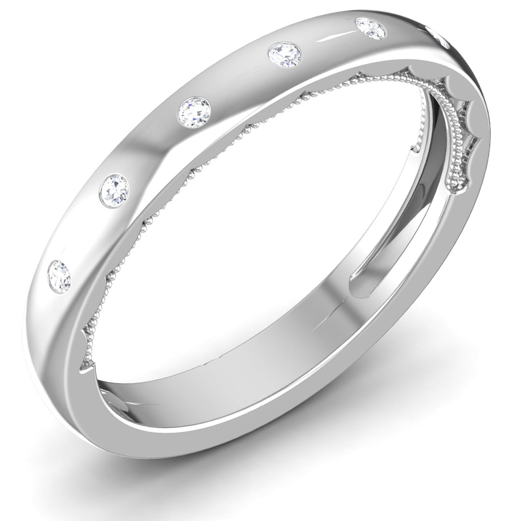Perspective View of 7 Diamond Platinum Wedding Ring JL PT 6775