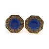 Front View of 925 Silver Cufflinks for Men with Black & Blue Enamel JL AGC 24