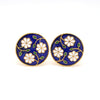 Front View of 925 Silver Cufflinks for Men with White, Green & Blue Enamel JL AGC 2