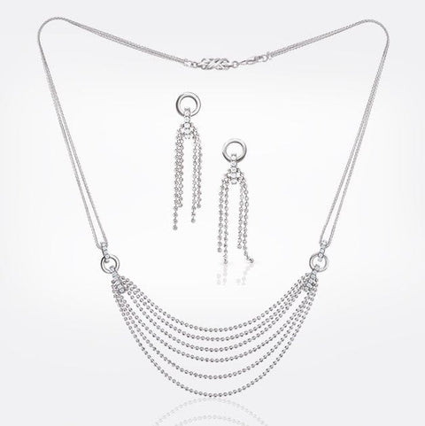 Bridal Platinum Evara Diamond Necklace & Earrings with Diamonds for Women JL PTN 178