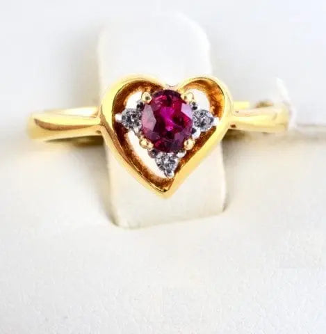 Burmese Ruby Heart Shaped Ruby And Diamond Ring Burmese Ruby Diamond Heart Ring JL R 62 By Suranas Jewelove – Jewelove™