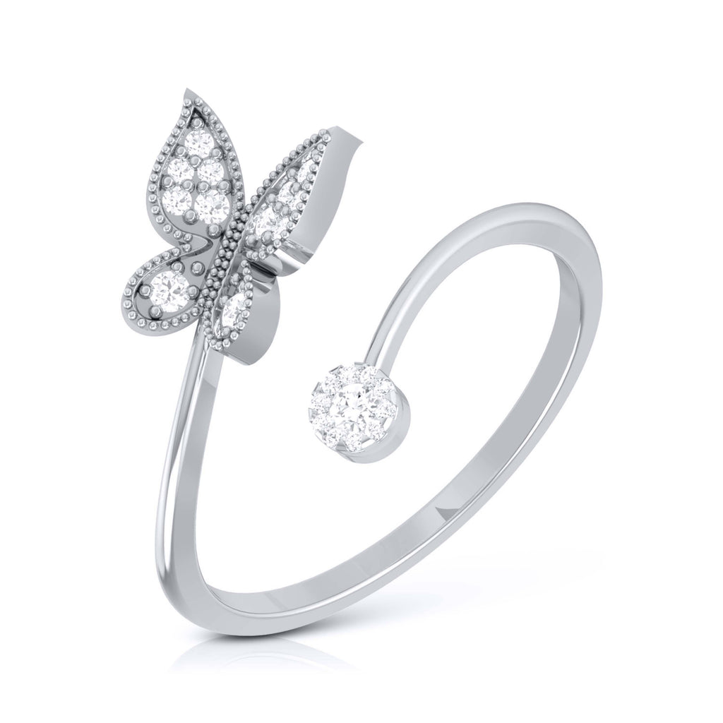 Jewelove™ Rings SI IJ / Women's Band only Butterfly Platinum Diamond Ring with Milgrain for Women JL PT LR 142