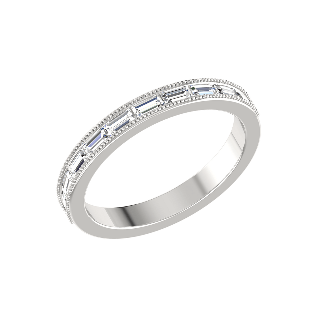 Jewelove™ Rings VS GH / Women's Band only Designer Baguette Diamond Half Eternity Platinum Wedding Ring JL PT RD RN 6852