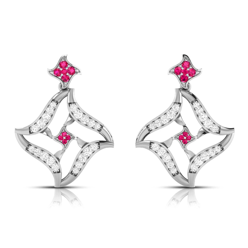 Jewelove™ Earrings Red Designer Platinum Diamond Earrings for Women JL PT E NL8644