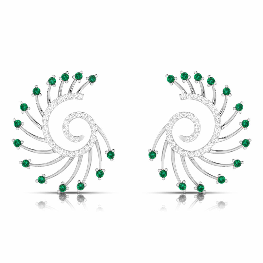 Jewelove™ Earrings Green Designer Platinum Diamond Earrings for Women JL PT E NL8689