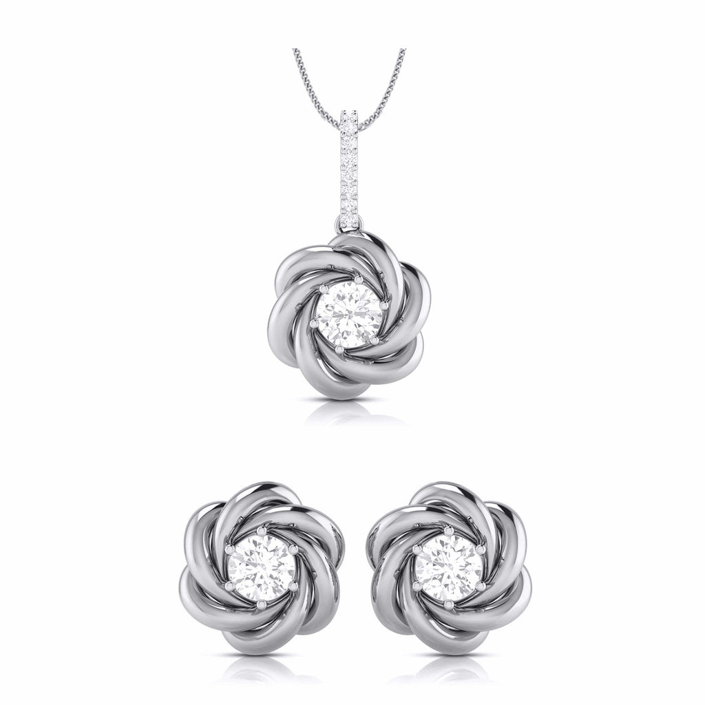 Jewelove™ Pendants & Earrings Pendant Set Designer Platinum with Diamond Solitaire Pendant Set for Women JL PT PE 76E