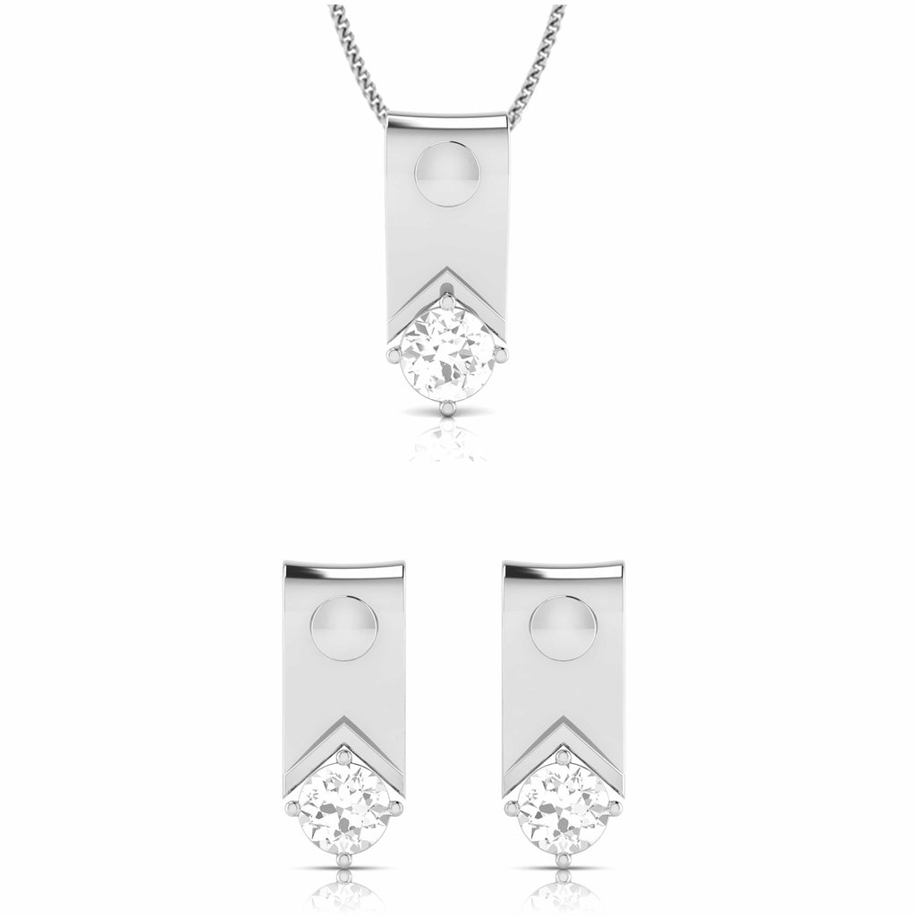 Jewelove™ Pendants & Earrings Pendant Set Designer Platinum with Solitaire Pendant Set for Women JL PT PE 78F
