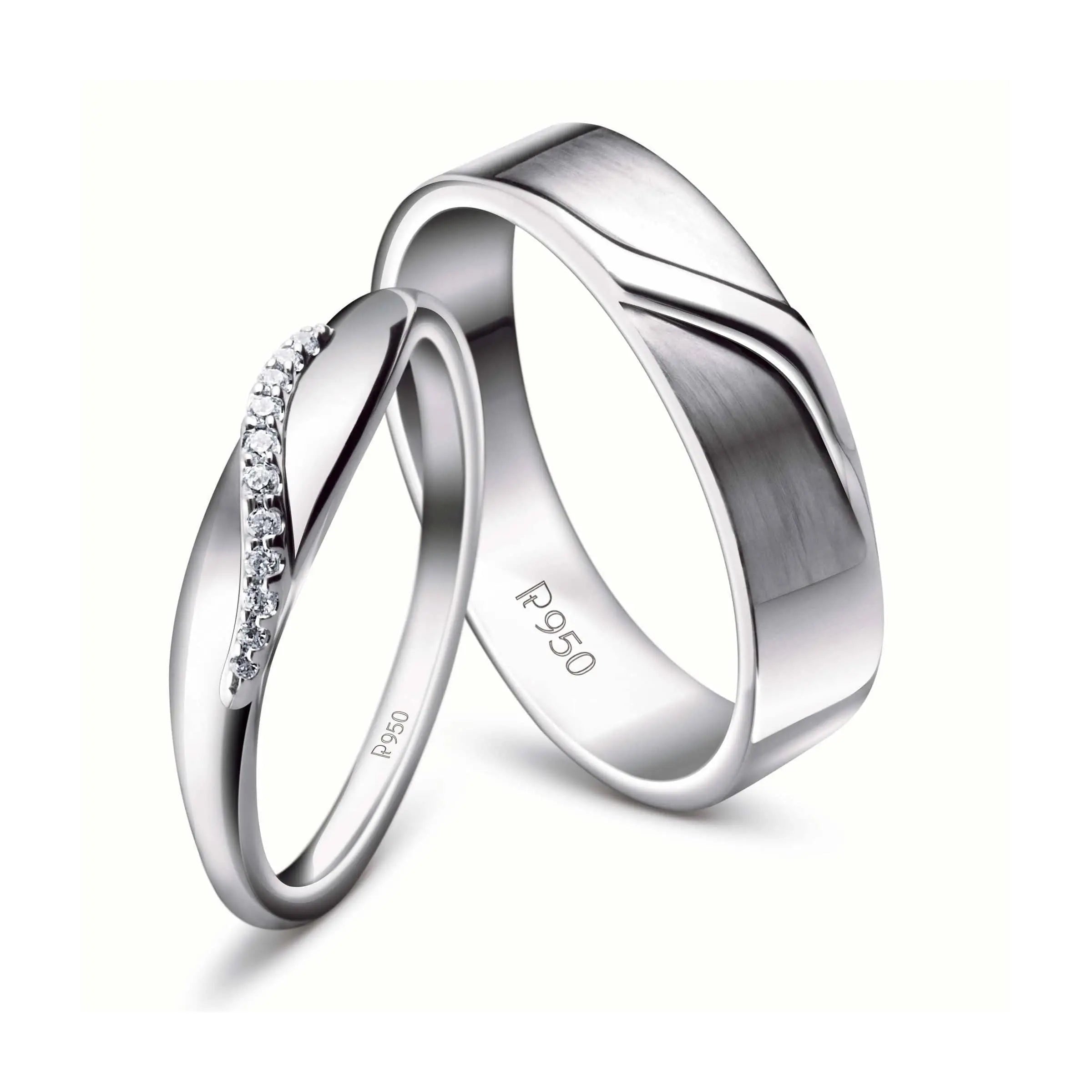 Jewelove™ Rings Both / SI IJ Elegant Platinum Couple Rings JL PT 453