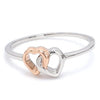Front View of Entangled Heart Simple Platinum & Rose Gold Ring for Women JL PT 549
