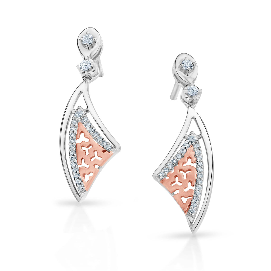 Jewelove™ Earrings SI IJ Evara Platinum Rose Gold Diamonds Earrings for Women JL PT E 232