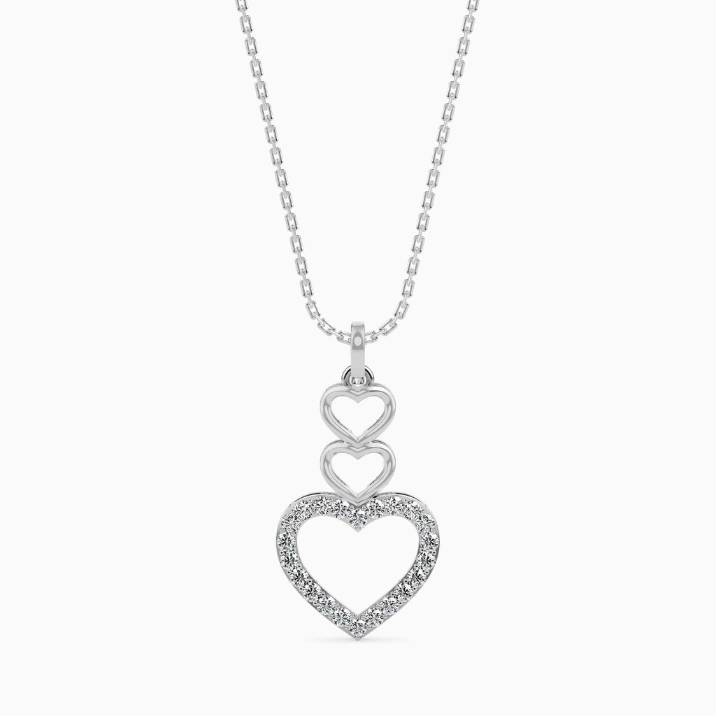 Jewelove™ Pendants SI IJ Platinum Diamonds Triple Heart Pendant for Women JL PT P 18013