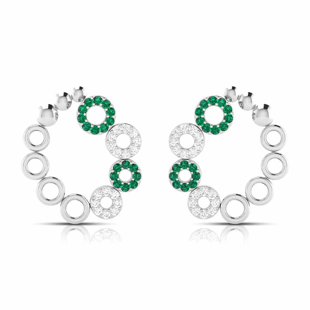 Jewelove™ Earrings Green Platinum Earrings for Women JL PT E NL8632