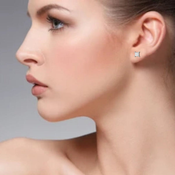 Jewelove™ Earrings VS I Platinum Princess Cut Solitaire Earrings for Women JL PT E SE PR 103