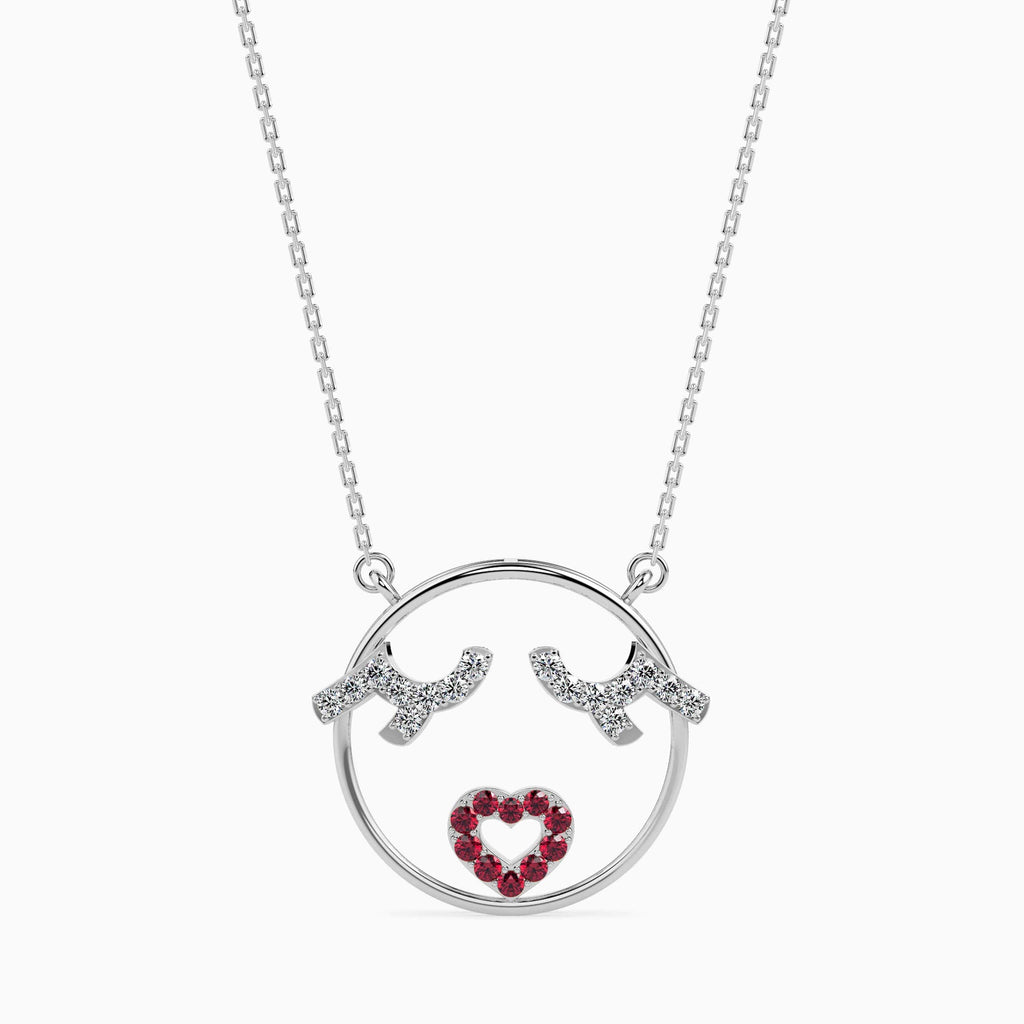 Jewelove™ Pendants SI IJ Platinum Ruby Heart in Circle Pendant with Diamond for Women JL PT P 18024