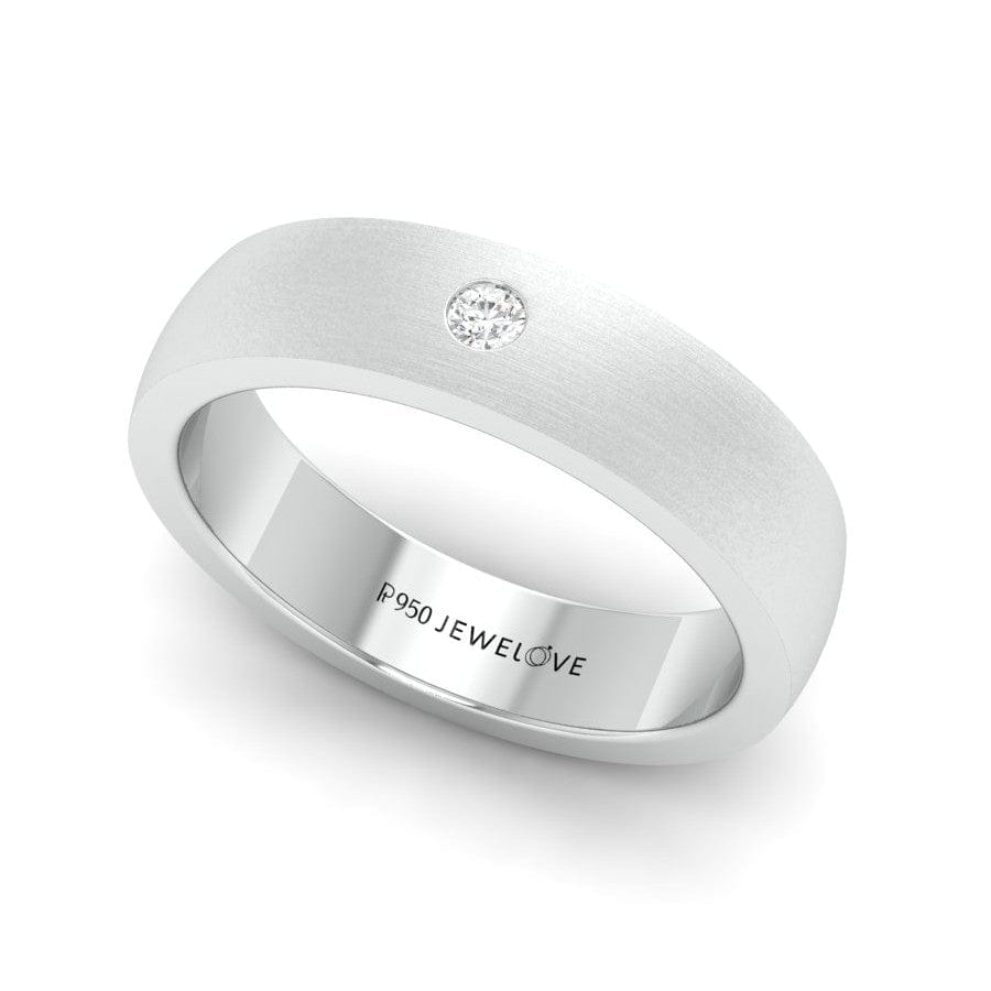 Ready to Ship Classic Matte Finish Single Diamond Platinum Ring JL