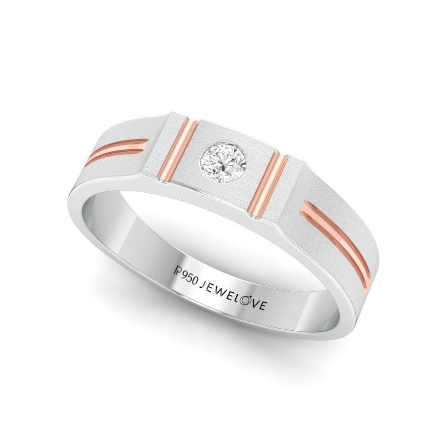 Ready to Ship Ring Size 21, Platinum Rose Gold Single Diamond Ring for Men JL PT 1143