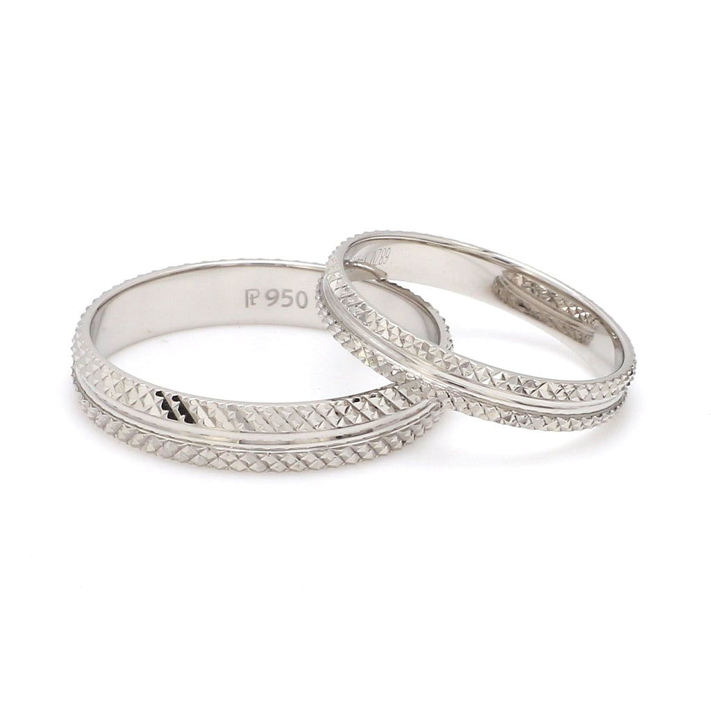 Jewelove™ Rings Both Ready to Ship - Ring Sizes 11, 20 - Textured Platinum Couple Rings JL PT 1111