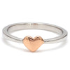 Front View of Tiny Heart Shape Platinum Rose Gold Fusion Ring for Women JL PT 628