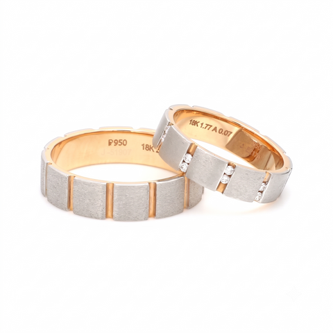 Designer Platinum & Gold Fusion Couple Rings with Diamond JL PT 1112