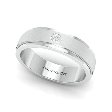 0.04 cts. Classic Platinum Love Bands with Single Diamonds SJ PTO 101-Z