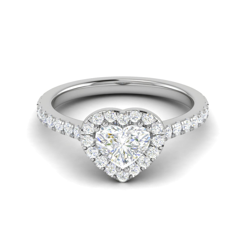 Jewelove™ Rings I VS / Women's Band only 0.30 Pointer Heart Solitaire Halo Diamond Shank Platinum Ring JL PT RH HS 139