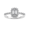 Jewelove™ Rings E VVS / Women's Band only 0.30cts Emerald Cut Solitaire Diamond Accents Shank Platinum Ring JL PT 1250
