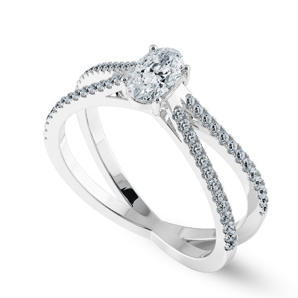 Jewelove™ Rings I VS / Women's Band only 0.30cts Oval Cut Solitaire Diamond Split Shank Platinum Ring JL PT 1174