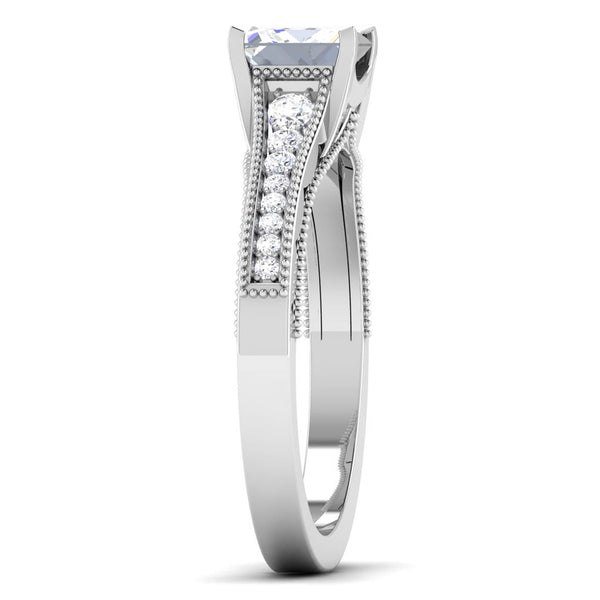 Jewelove™ Rings I VS / Women's Band only 0.50 cts. Princess Cut Diamond Shank Platinum Solitaire Engagement Ring JL PT 6594