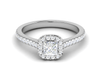 Jewelove™ Rings I VS / Women's Band only 0.50 cts Princess Cut Solitaire Halo Diamond Shank Platinum Ring JL PT RH PR 283