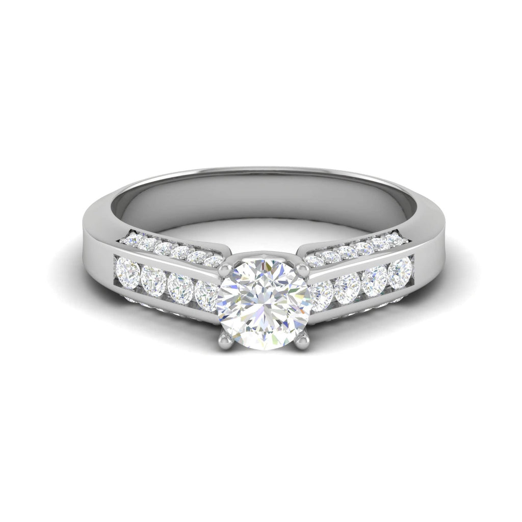 Jewelove™ Rings VS J / Women's Band only 0.50 cts Solitaire Diamond Split Shank Platinum Ring JL PT RP RD 134