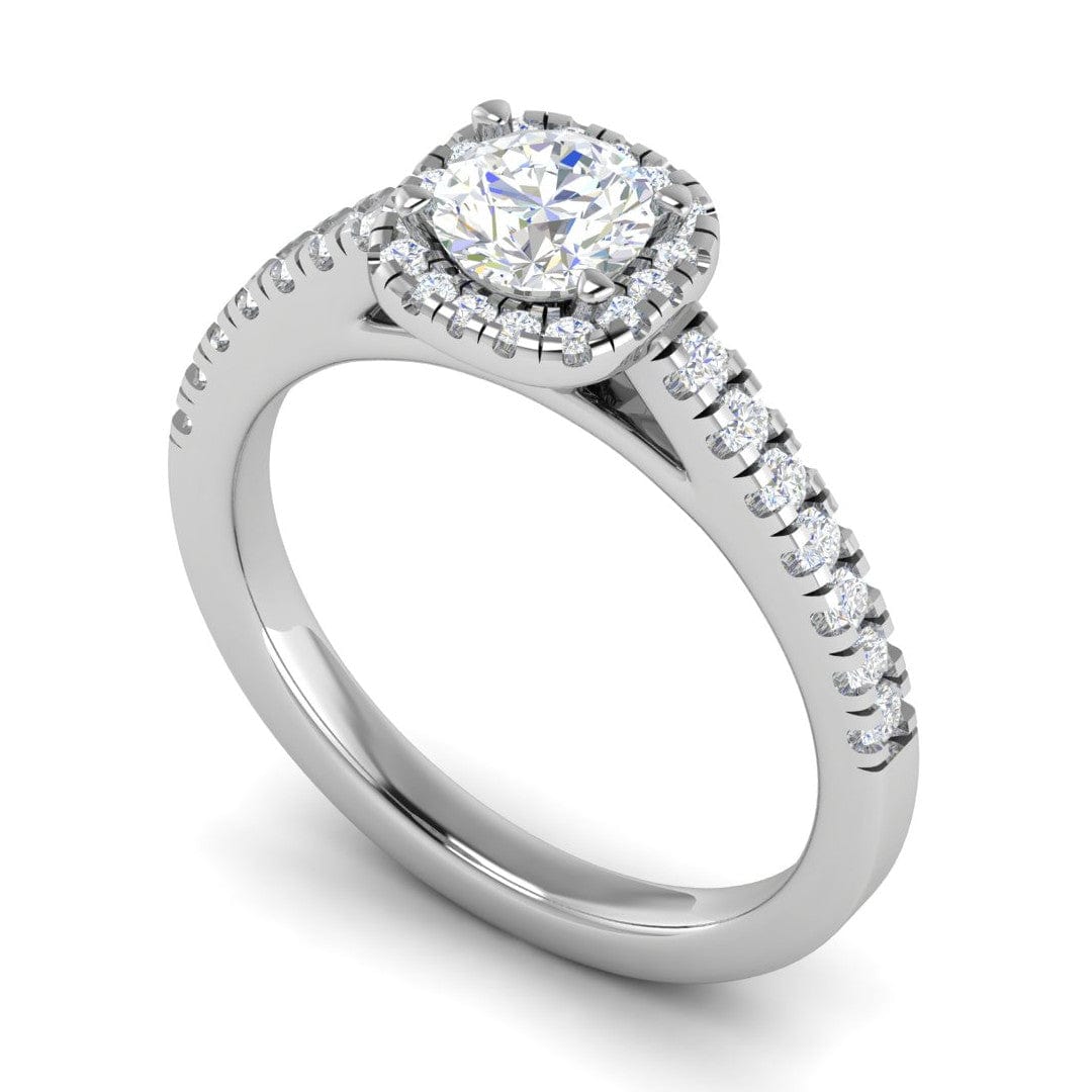 Jewelove™ Rings J VS / Women's Band only 0.50 cts Solitaire Halo Diamond Shank Platinum Ring JL PT RH RD 173