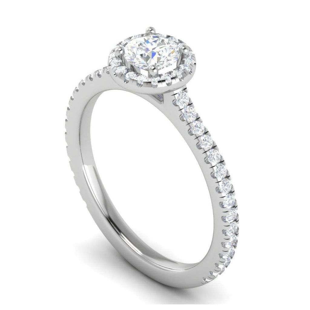 Jewelove™ Rings J VS / Women's Band only 0.50 cts Solitaire Halo Diamond Shank Platinum Ring JL PT RH RD 182