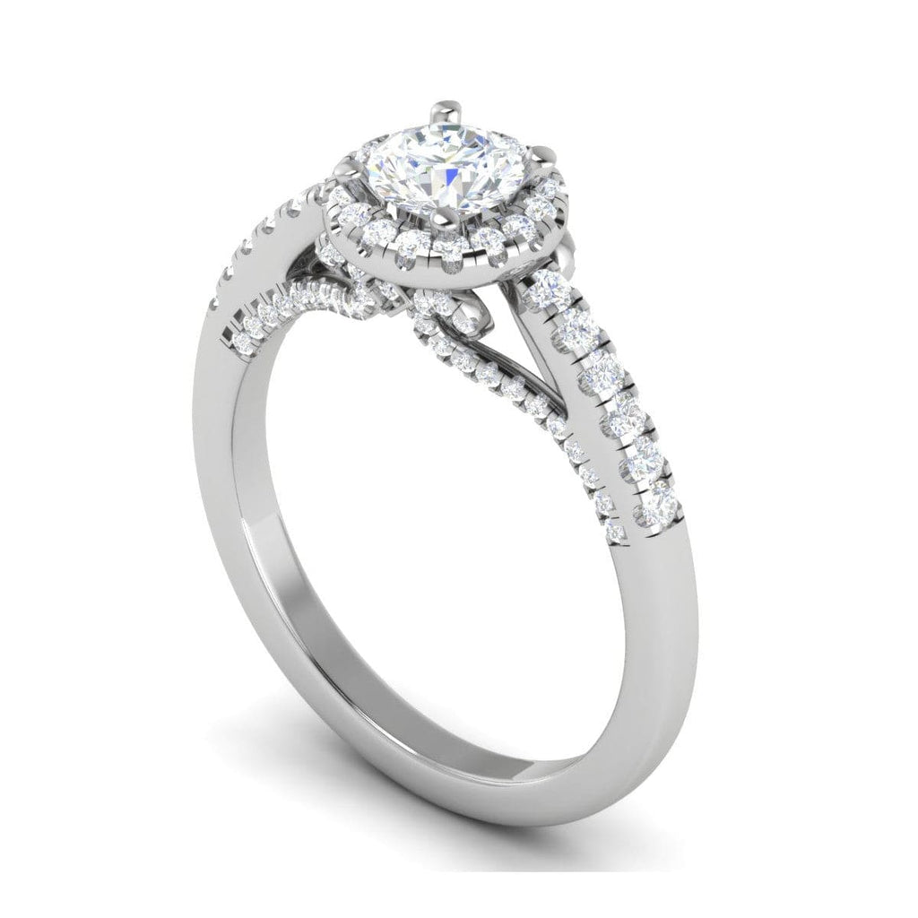 Jewelove™ Rings J VS / Women's Band only 0.50 cts Solitaire Halo Diamond Shank Platinum Ring JL PT RH RD 219