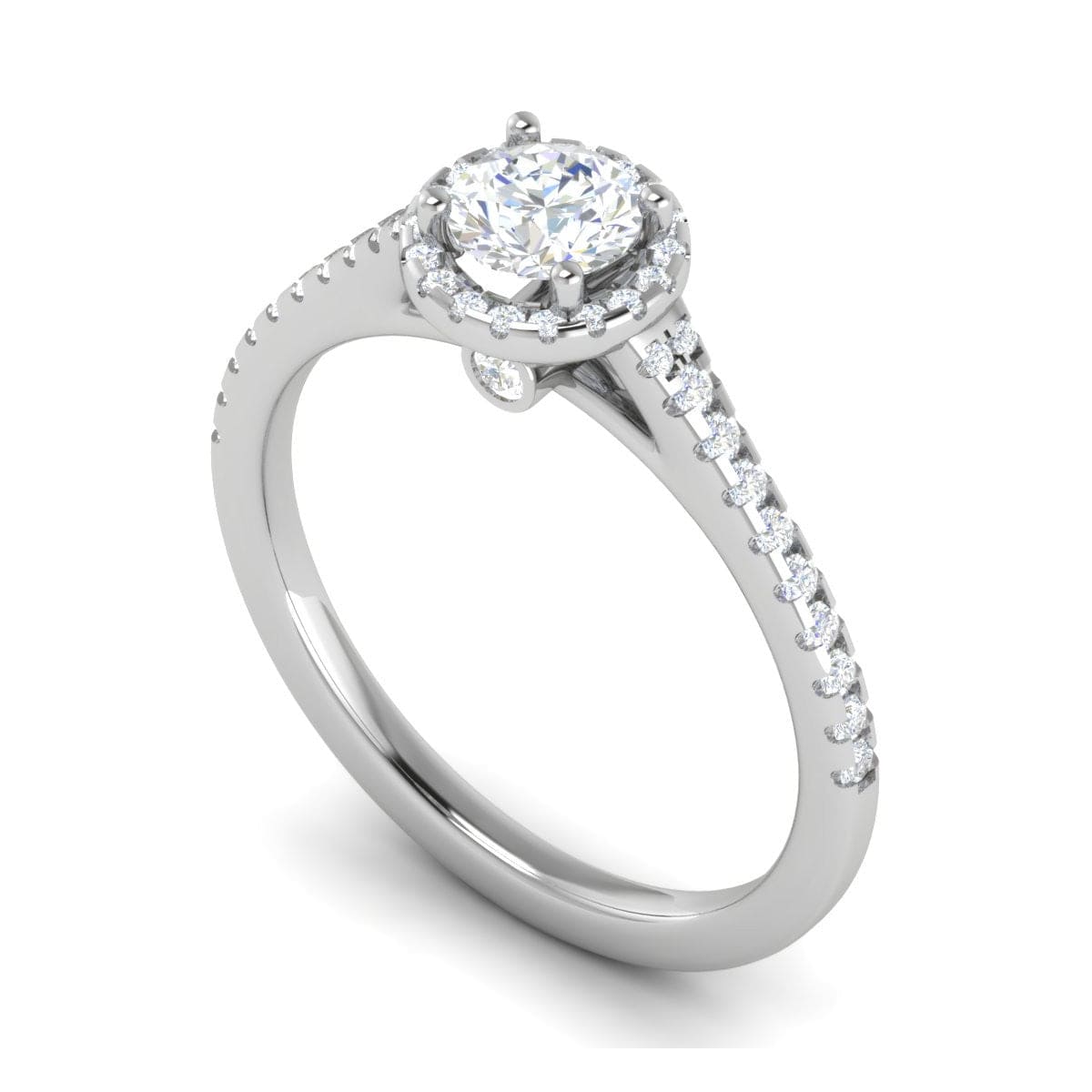 Jewelove™ Rings J VS / Women's Band only 0.50 cts Solitaire Halo Diamond Shank Platinum Ring JL PT RH RD 295